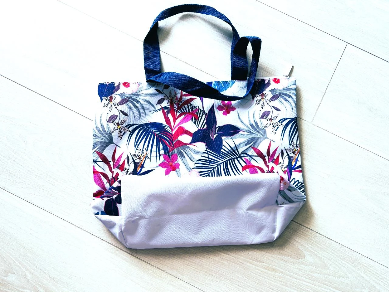 Waterproof beach bag + cooler bag – tropical print – zipper – single compartment – photo 6